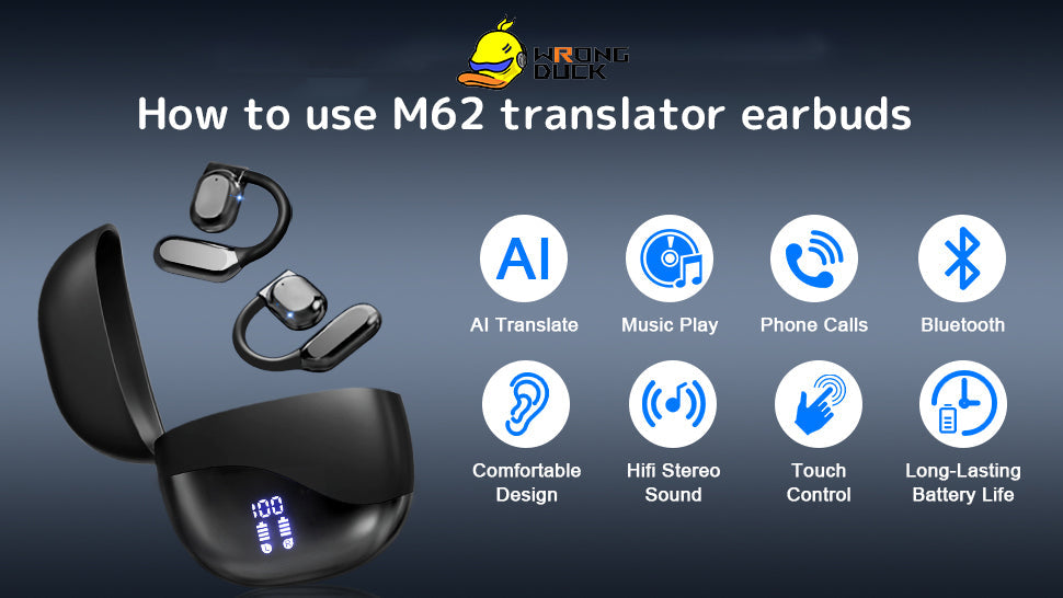 How to use M62 translator earbuds
