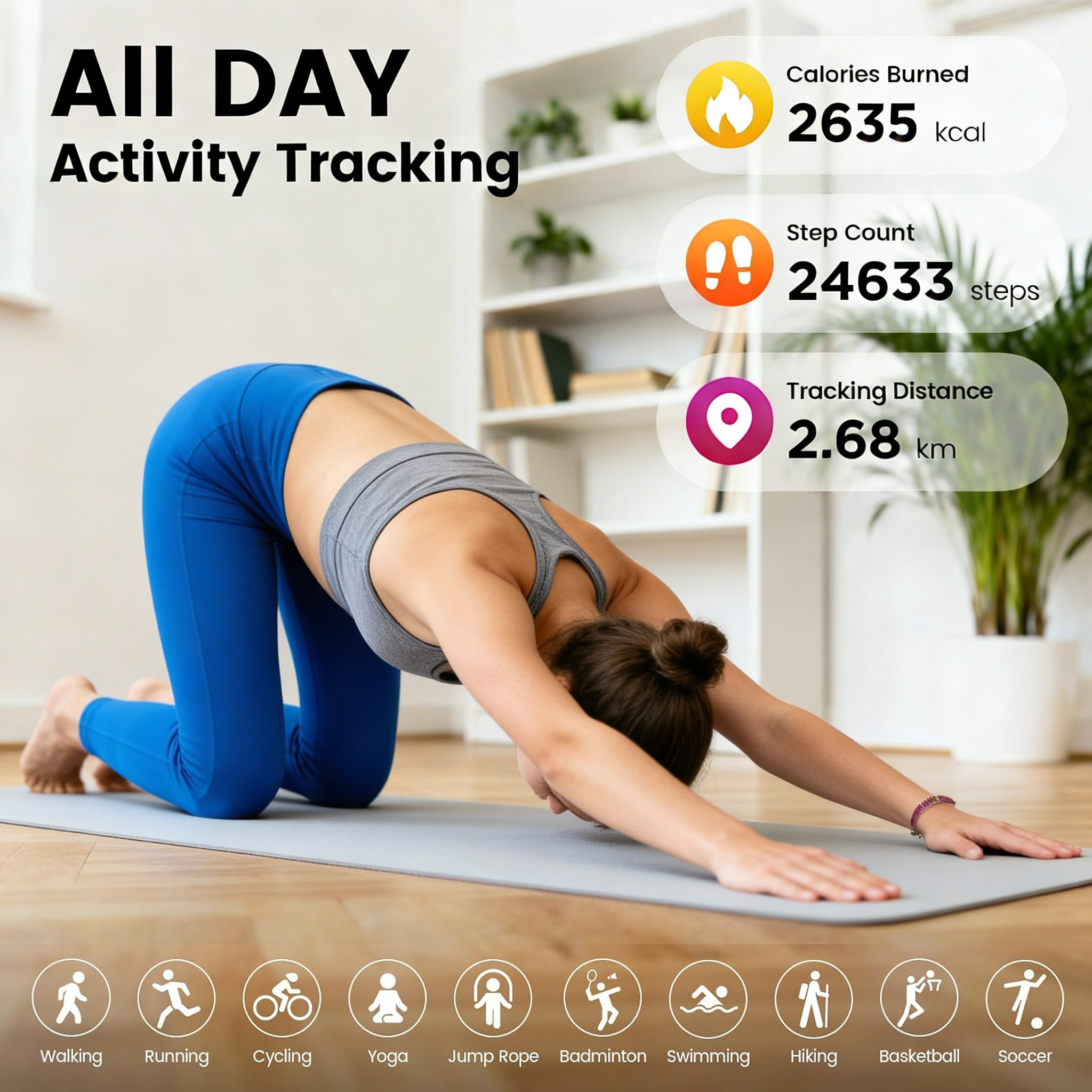 Pulsera inteligente Wrongduck GR1 para mujer, monitor de actividad física y salud