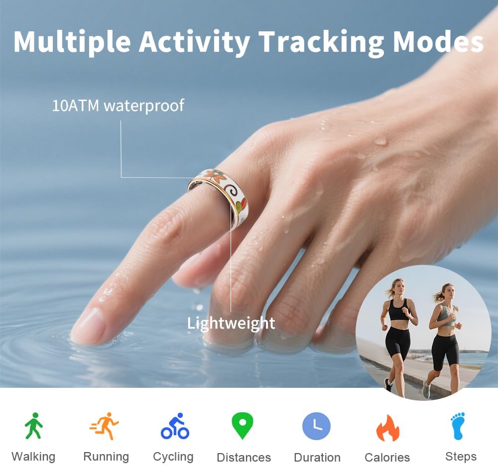 Wrongduck Butterfly Pattern Bluetooth Smart Ring Health Tracker