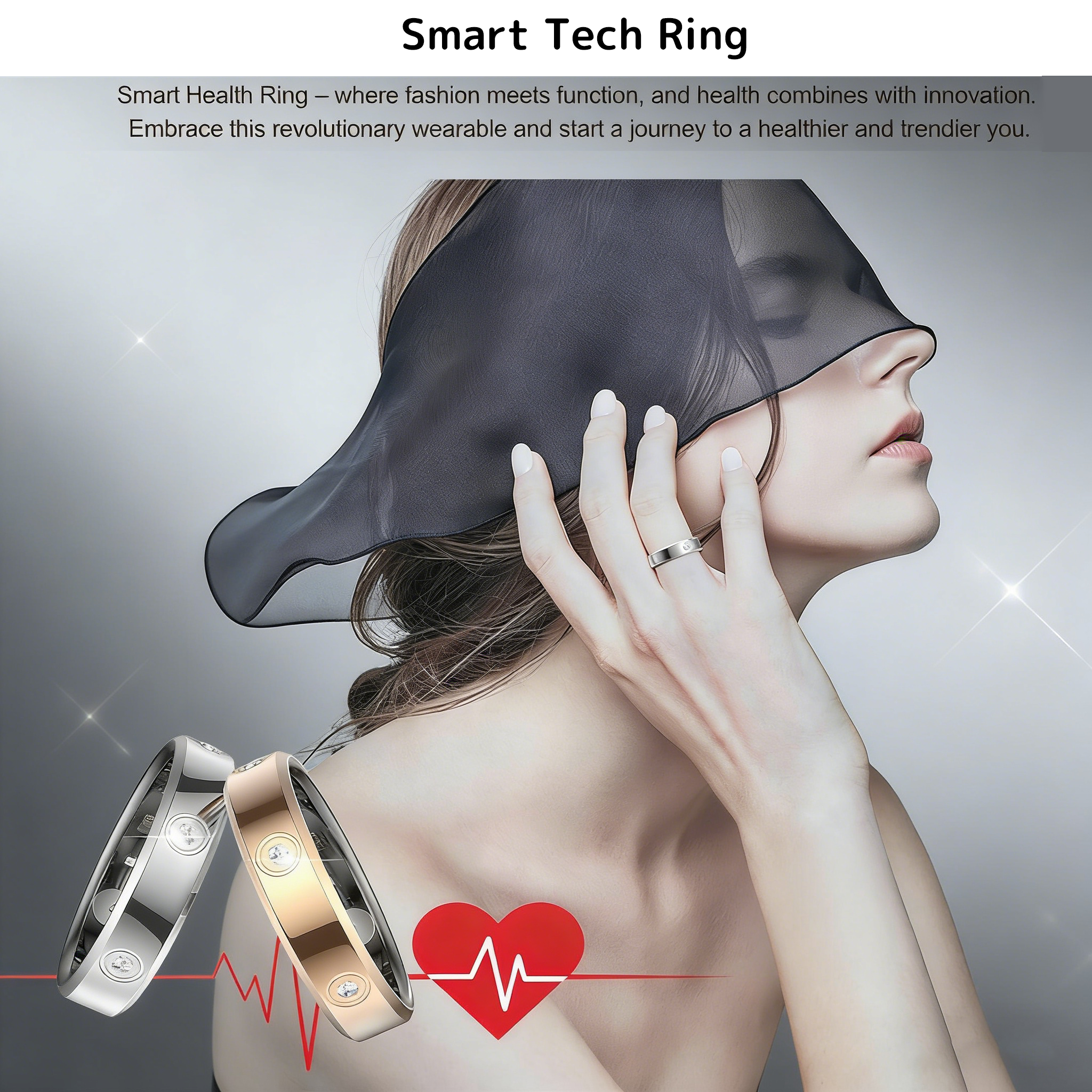 Wrongduck HR1 Bluetooth Smart Ring Health Tracker for Women