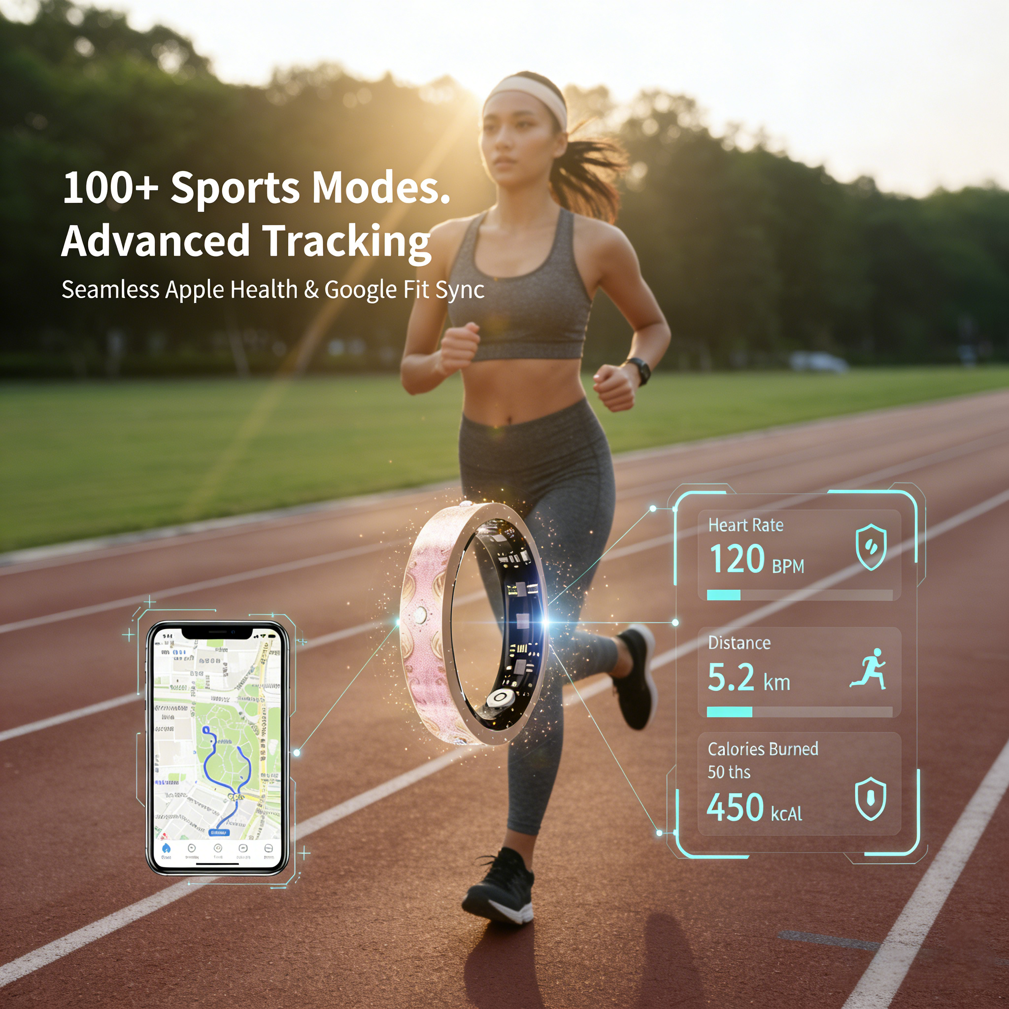 Wrongduck Retro Bluetooth Smart Ring Health Tracker for Women