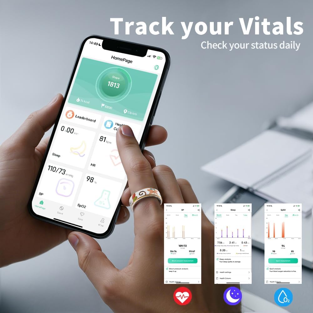 Wrongduck Butterfly Pattern Bluetooth Smart Ring Health Tracker