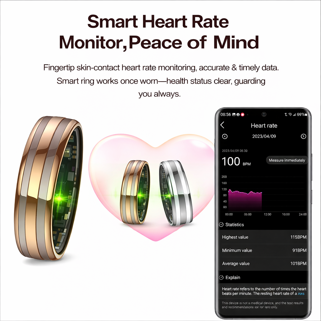 Wrongduck HR2 Bluetooth Smart Ring Gesundheits-Tracker