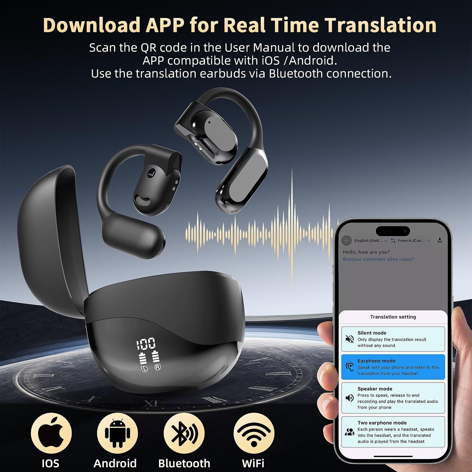 Auriculares inalámbricos Bluetooth Wrongduck M62 Ai Translator
