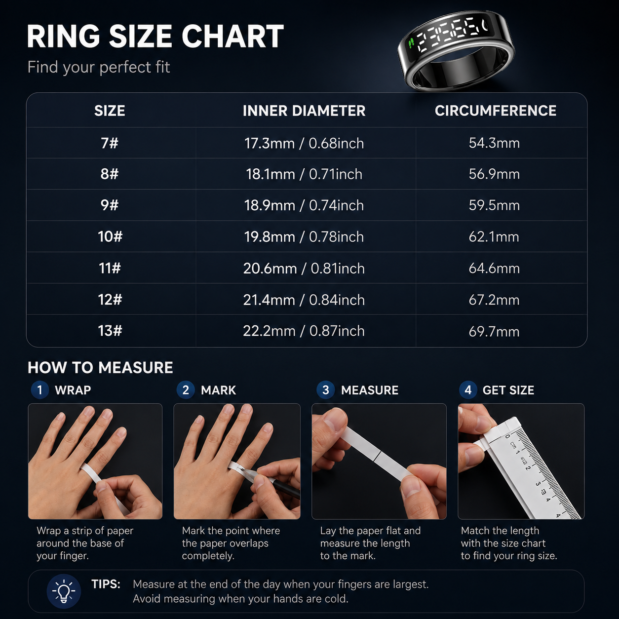 Wrongduck SY1 Bluetooth Smart Ring Health Tracker Vibration Alerts