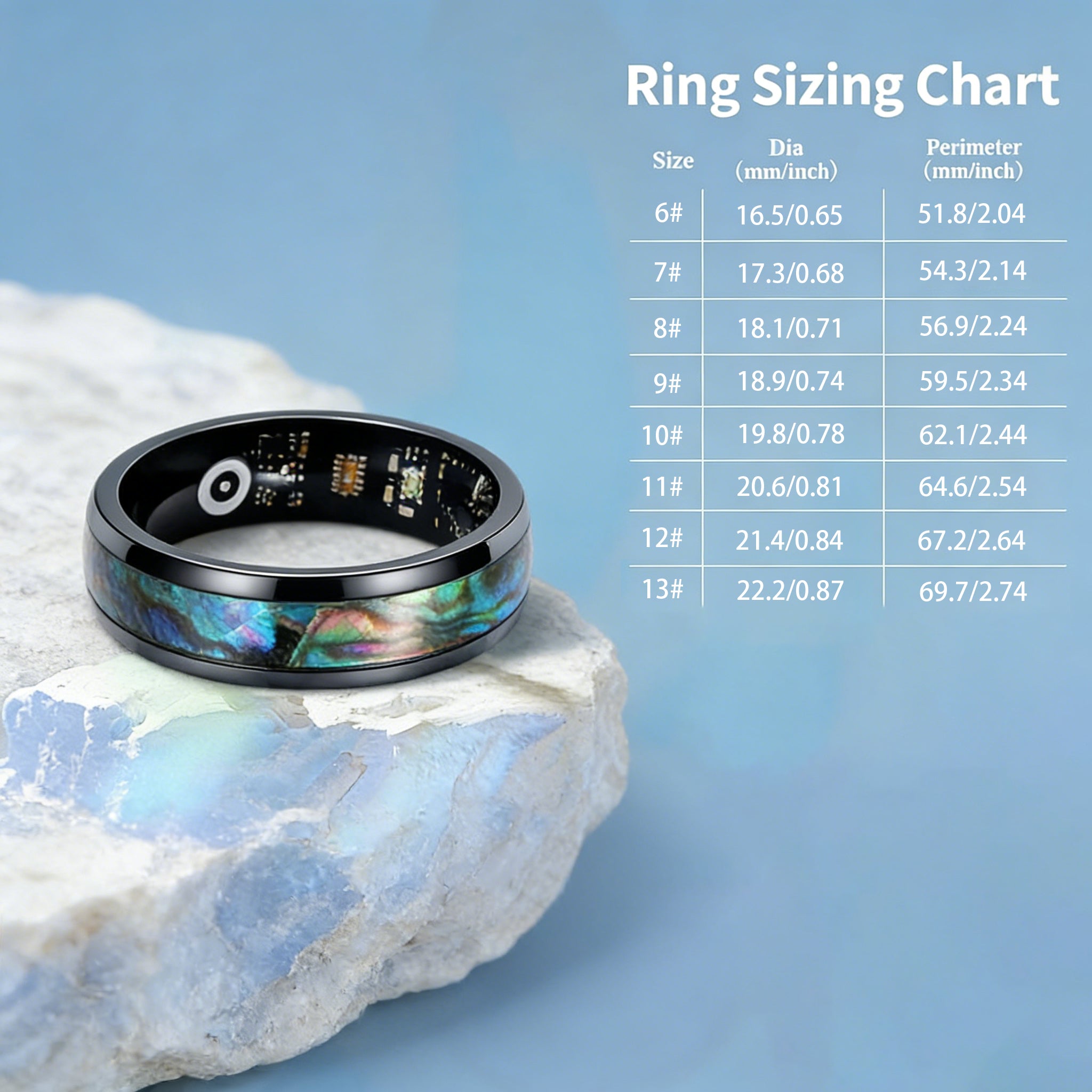 Wrongduck Rainbow Shell Bluetooth Smart Ring Health Tracker