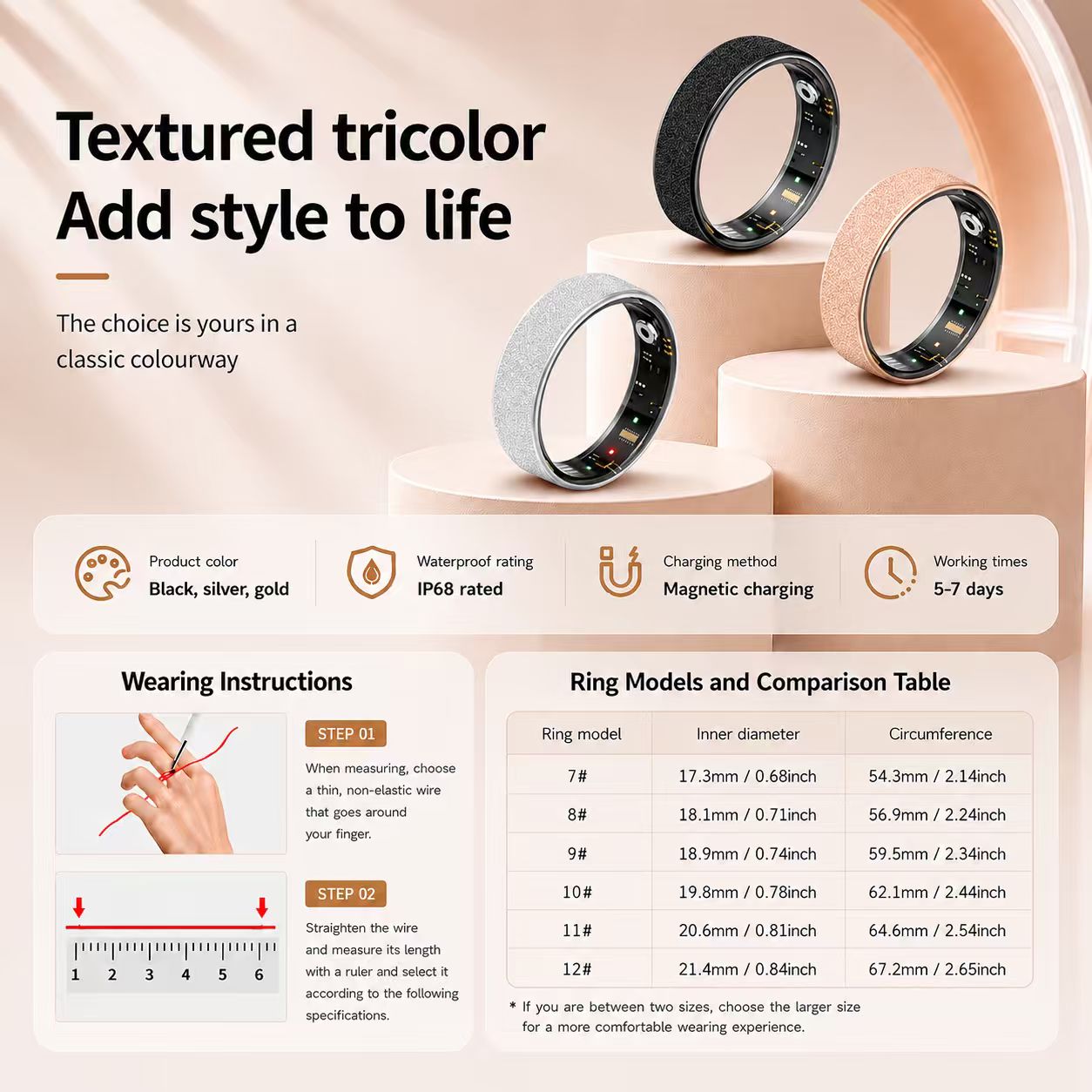 Wrongduck V3 Bluetooth Smart Ring Gesundheits-Tracker