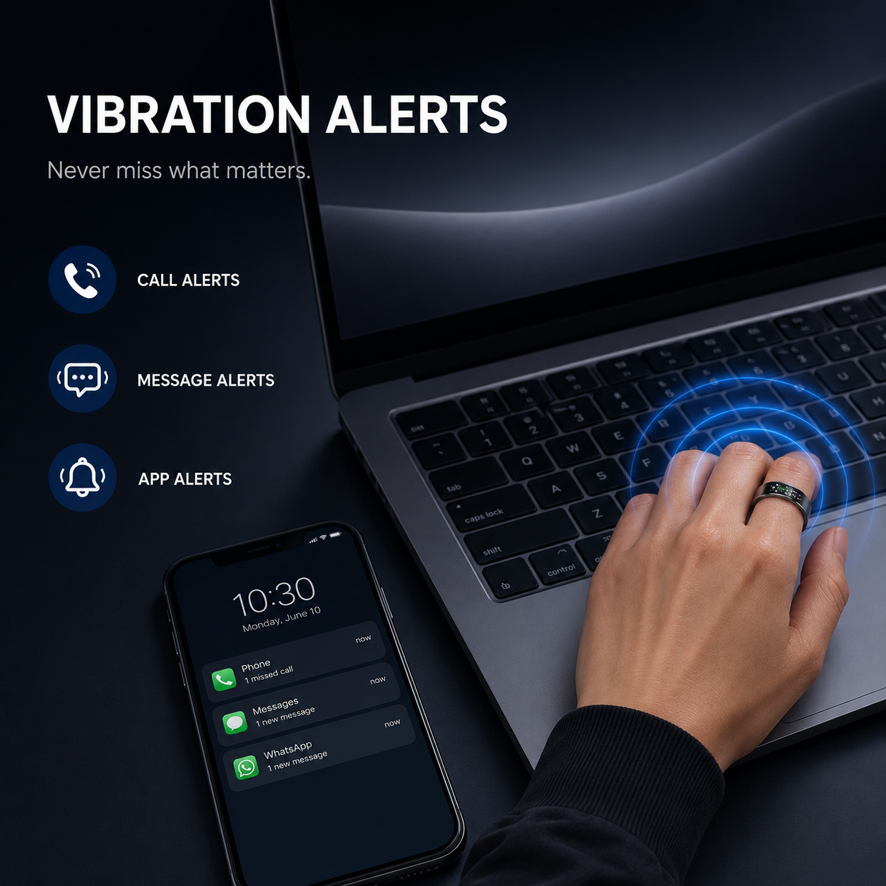 Wrongduck SY1 Bluetooth Smart Ring Health Tracker Vibration Alerts