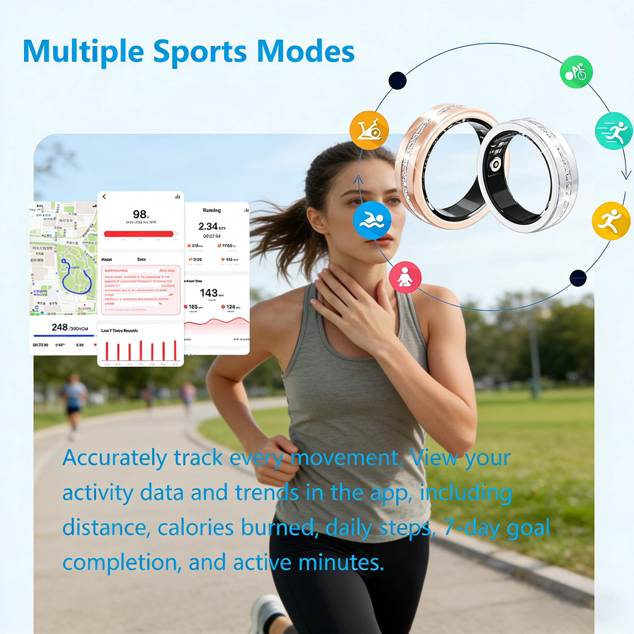 Wrongduck V6 Bluetooth Smart Ring Health Tracker for Women