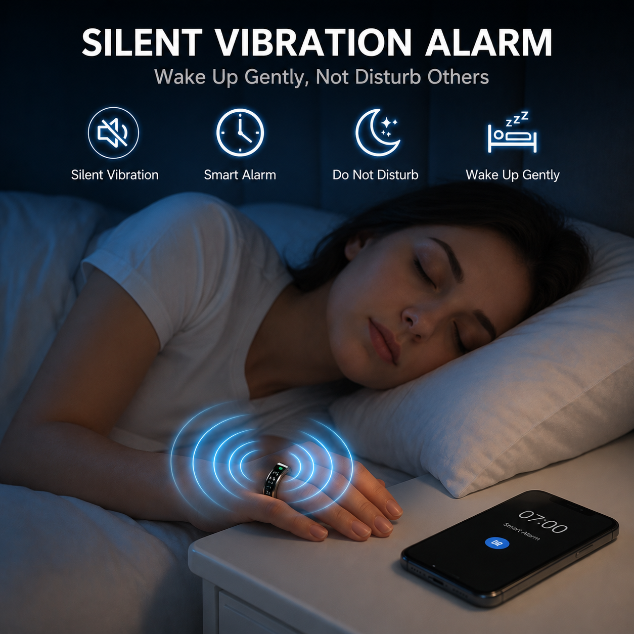 Wrongduck SY1 Bluetooth Smart Ring Health Tracker Vibration Alerts