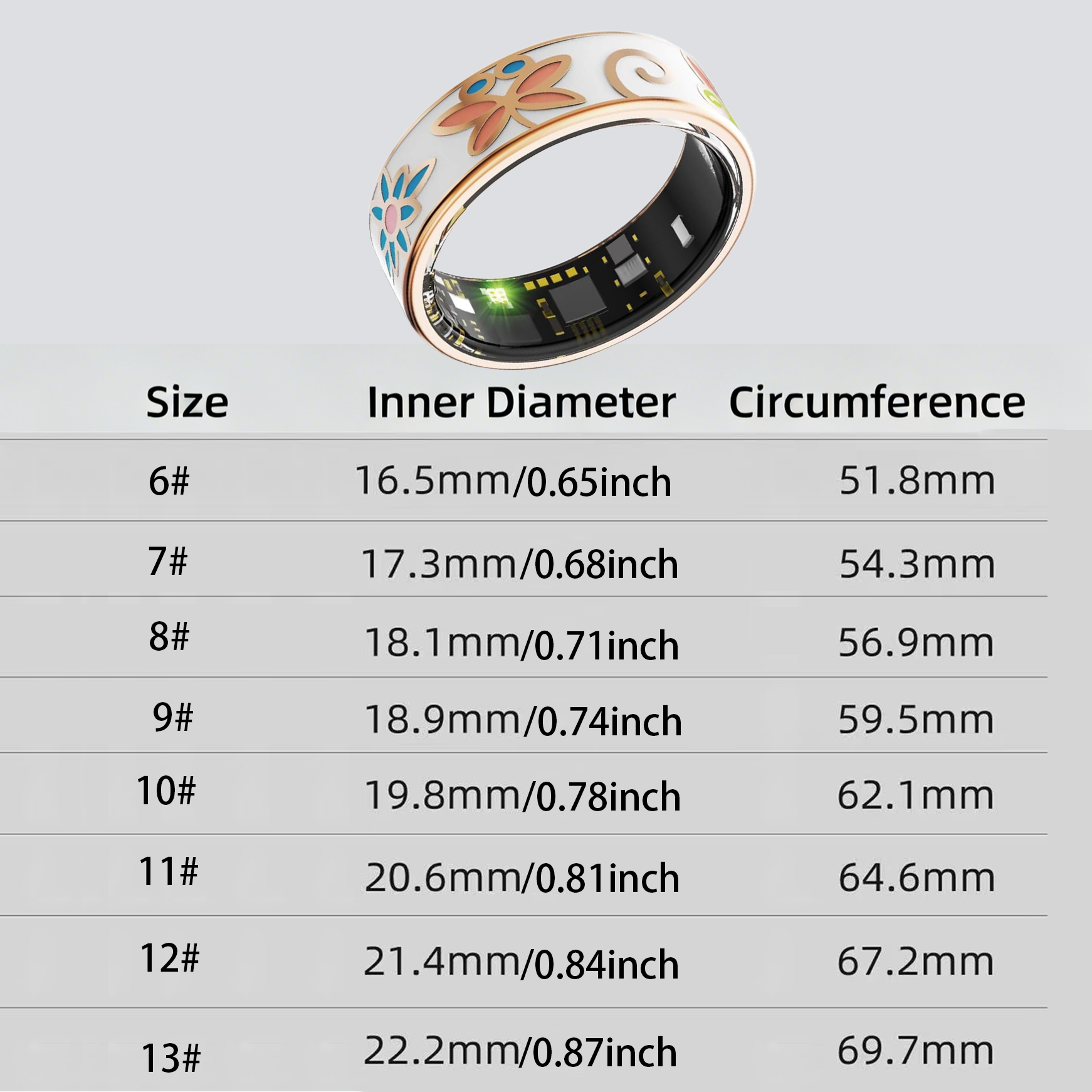 Wrongduck Butterfly Floral Bluetooth Smart Ring Health Tracker