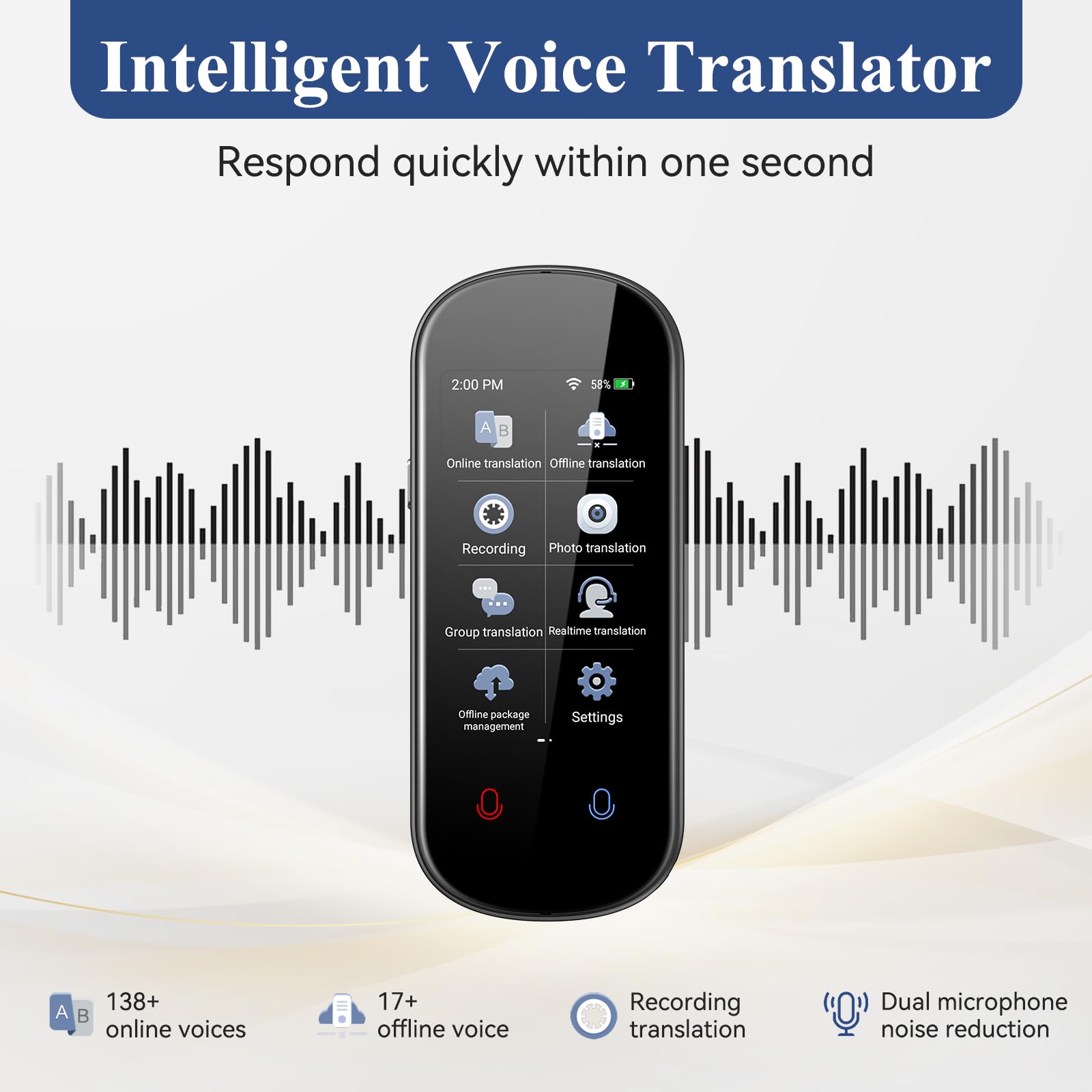 Wrongduck Z2 Portable AI Translator Language Translator