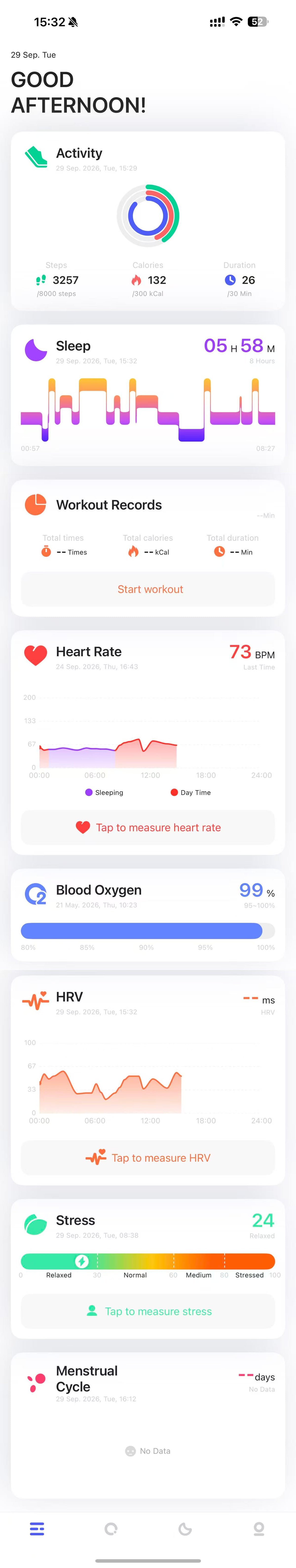 Da Rings Home with activity, sleep, heart rate and blood oxygen records