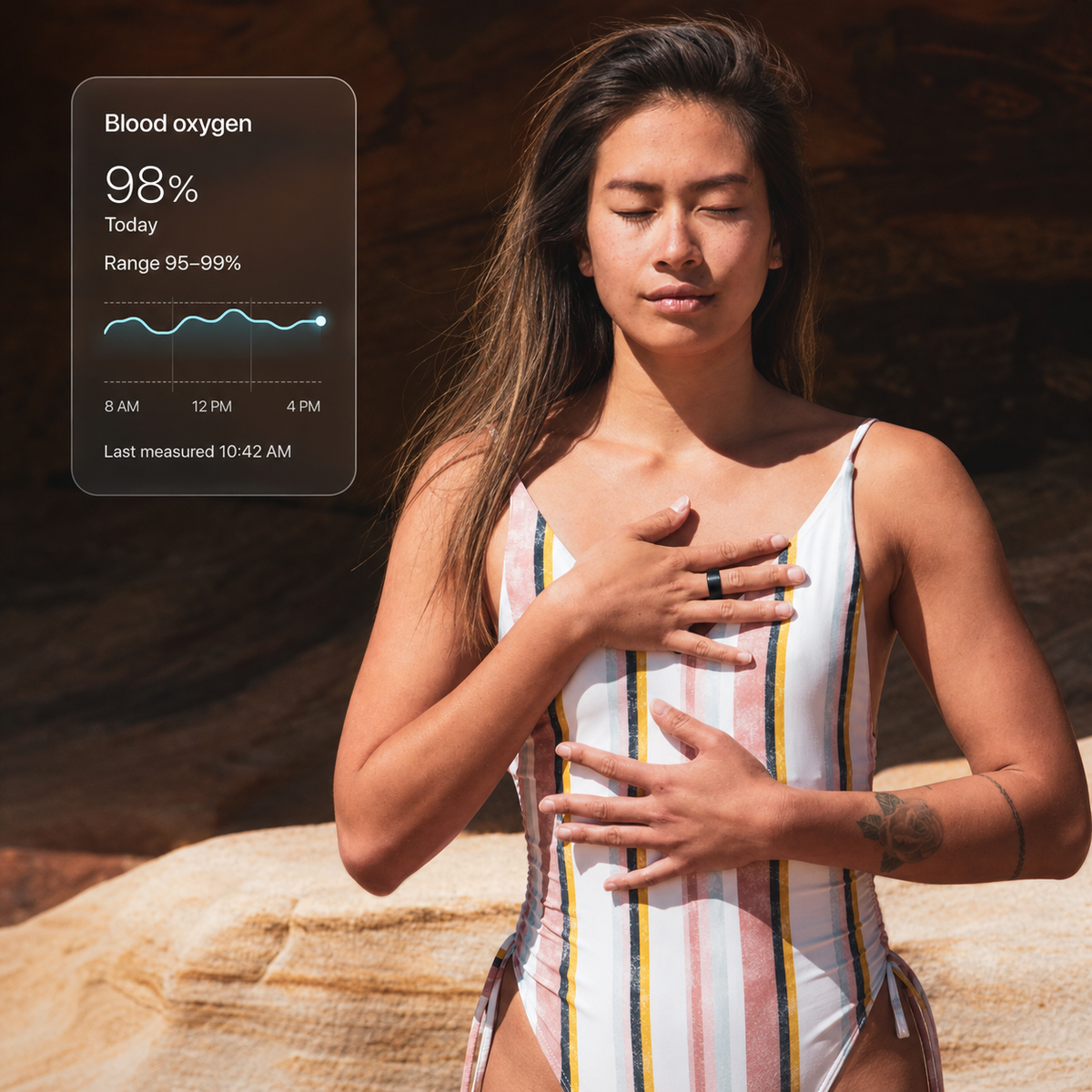 Blood oxygen wellness tracking with Wrongduck smart ring