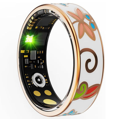 Side view of Butterfly Floral smart ring on white background