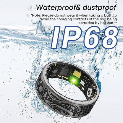 Gothic smart ring splashed with water under IP68 waterproof and dustproof guidance