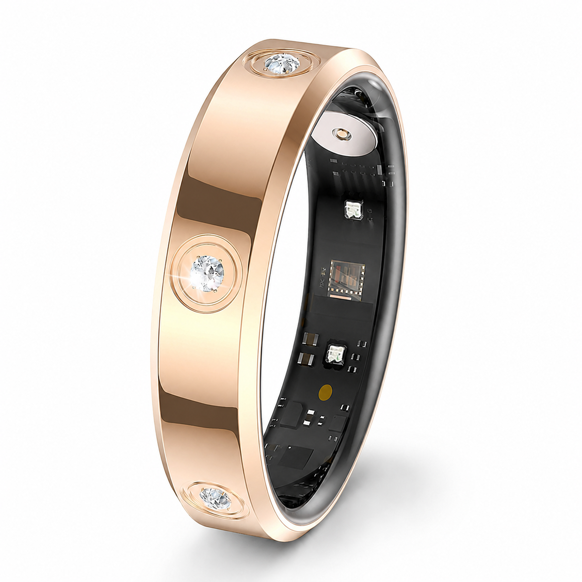 Wrongduck HR1 rose gold smart ring angled white background product view#color_hr1-rose-gold