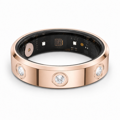 Wrongduck HR1 rose gold smart ring flat white background product view#color_hr1-rose-gold