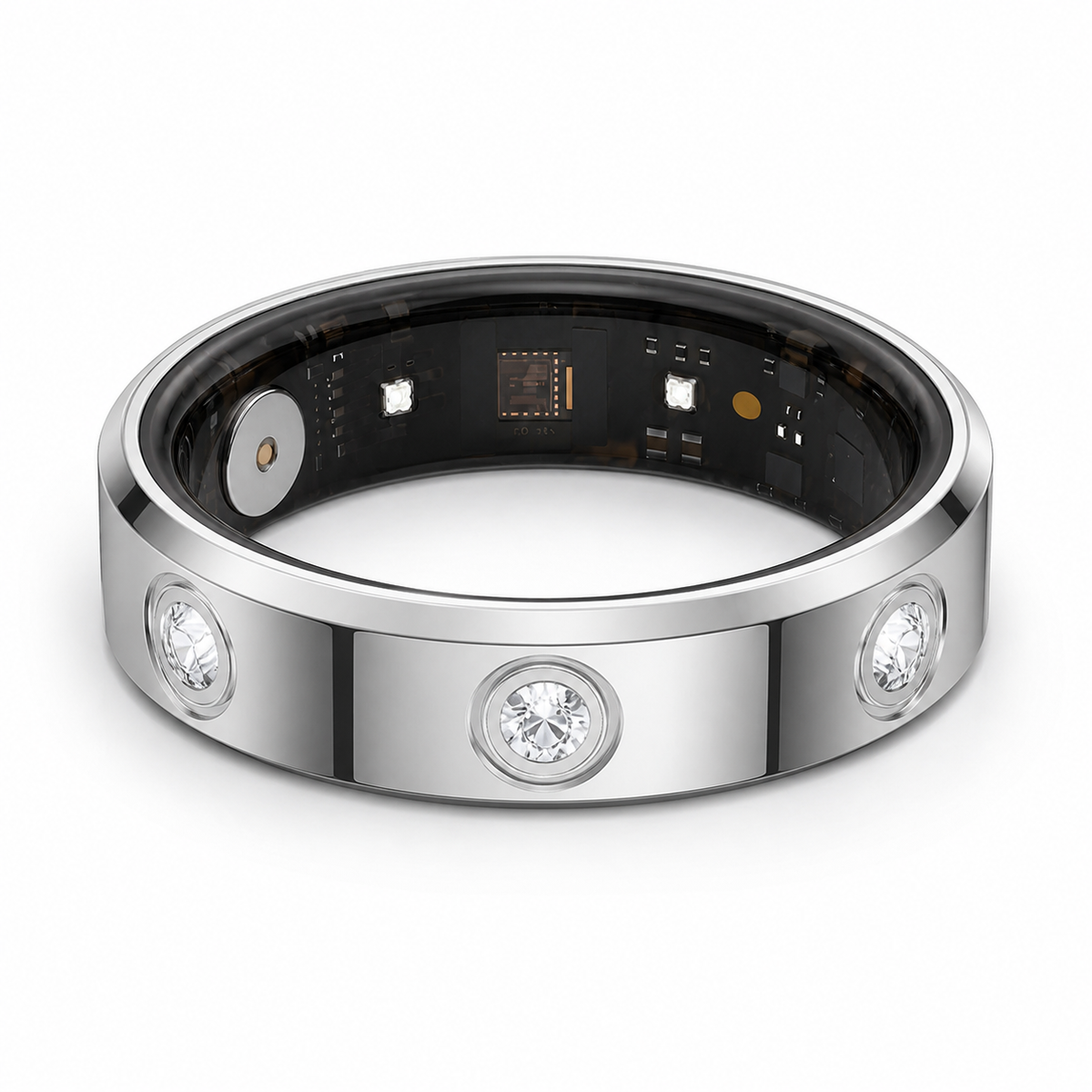 Wrongduck HR1 silver smart ring flat white background product view#color_hr1-silver