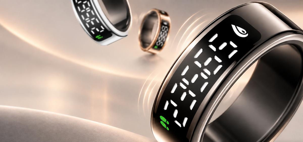 Wrongduck smart ring family in black, silver and rose gold with subtle alert waves